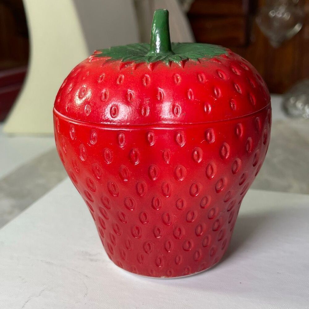 Vintage Hazel Atlas Strawberry Jam jar 3.5” APPRX